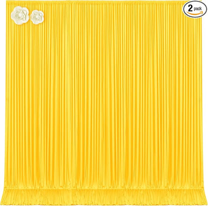 10x12 Yellow Backdrop Curtains for Wedding Party Wrinkle Free Backdrops Curtain by Tao-GePartyDecorations