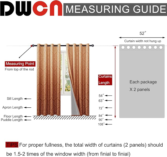 DWCN Full Blackout Curtains for Bedroom 63 Inch Length - Image 8