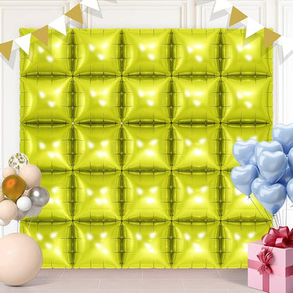 Lemon Green Square Foil Balloons 25 Pcs Metallic Lemon Green Balloons Wall by Unknown