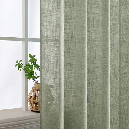 MIULEE Sage Linen Curtains 52x90 Inch Long - Image 5