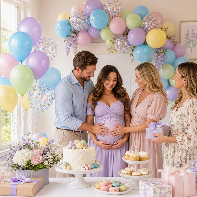 Pastel Balloons, Rainbow Candy Spring Easter Baby Shower Pastel Decorations - Image 3