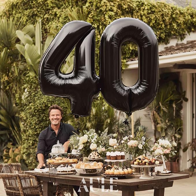 AULE 40 Inch Black Number Balloon 4 Foil 0-9 Birthday Big Numbers | Birthday - Image 4