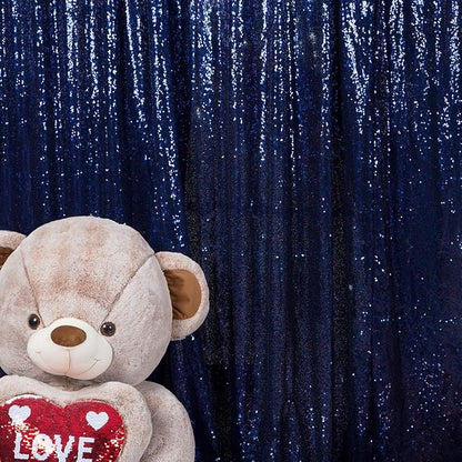 JYFLZQ Navy Blue Sequin Backdrop Curtains 7ft x 7ft 1 Panel Glitter Photo Booth by JYFLZQ
