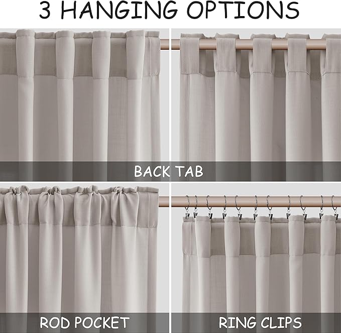 Stone Grey Linen Curtains 96 Inches Long - Image 2
