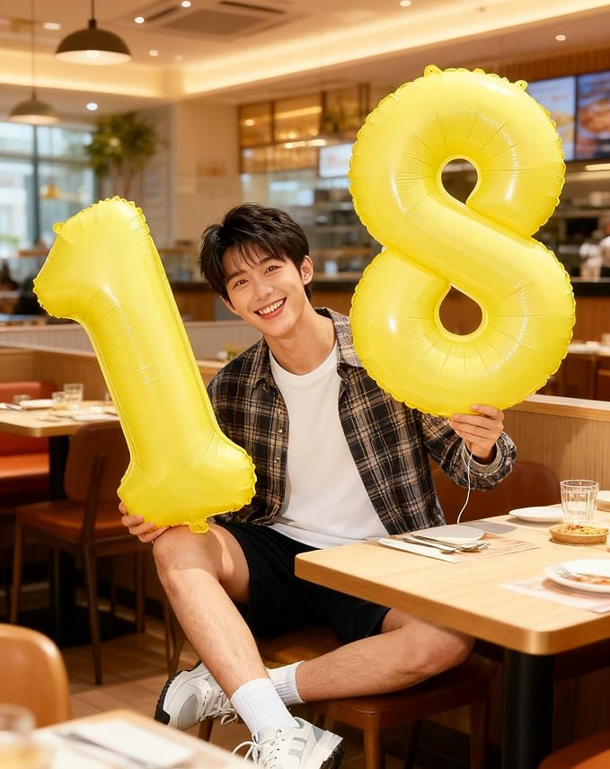 Yellow Number 3 Balloon 40 inch, Balloon numbers party supplies, deco photo - Image 4
