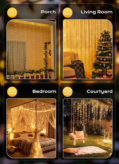 Brightown 2 Pack 300 LED Fairy Curtain Lights, 9.8ft x 9.8ft String Lights | - Image 7