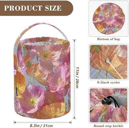 Pink Poppy Yarn Bag Small Crochet Bag Drawstring Yarn Storage Organizer - Image 3