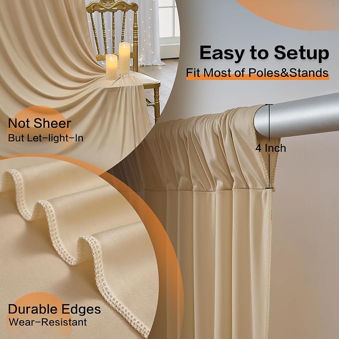 30ft×14ft Long Champagne Backdrop Curtain - Image 5