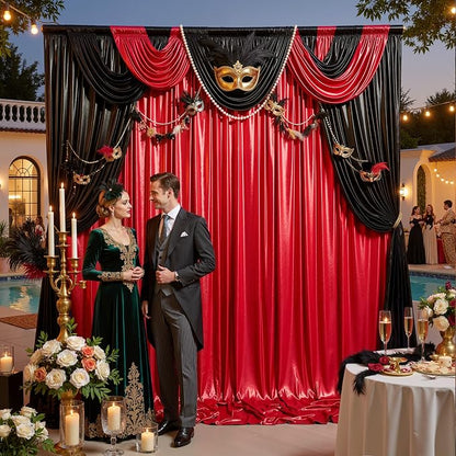 20ft x 10ft Red Black Sequin Backdrop Curtain - Image 7