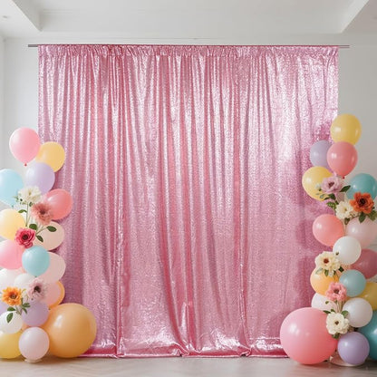 SquarePie 6x6ft Fuchsia Pink Sequin Backdrop, High Density Non-Transparent by SquarePie