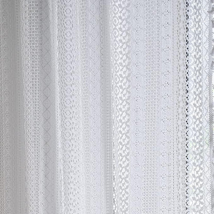 Sutuo Home White Crochet Boho Curtain 96 Inches Long, Sheer Lace Handmade - Image 6