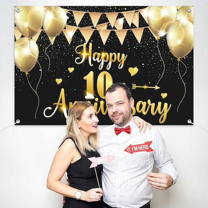HAMIGAR 6x4ft Happy 10th Anniversary Banner Backdrop - Image 7