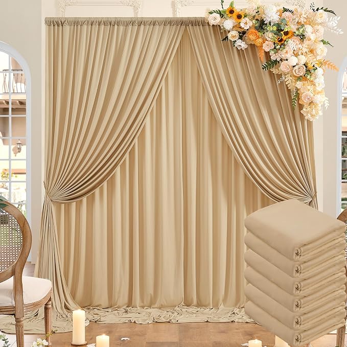 30ft x 10ft Wrinkle Free Champagne Backdrop Curtains by ENJOYYOURPARTY