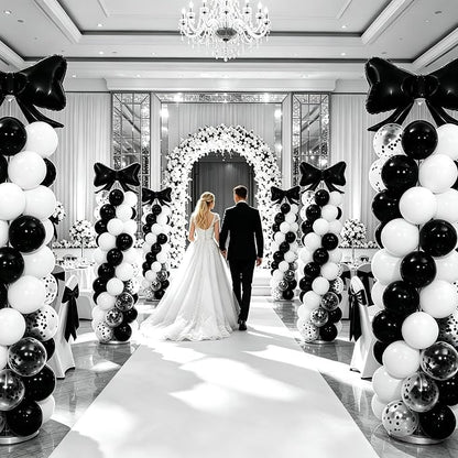 Black and White Bow Balloon Column Stand Kit Set of 2 - Image 9