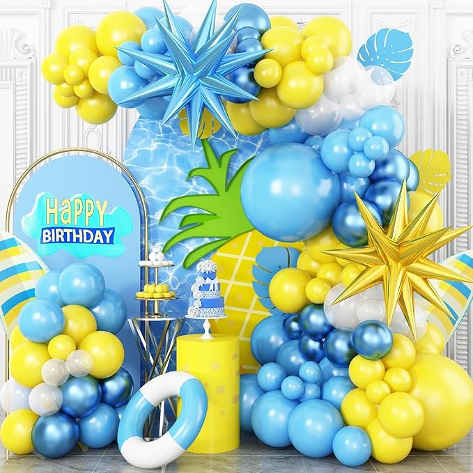Yellow Blue Clear Balloon Arch Kit by Adorely