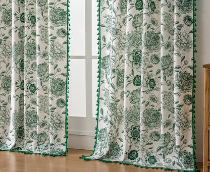 F-CHU Bohemian Curtains for Bedroom 63 Inch Length French Country Floral Drapes - Image 5