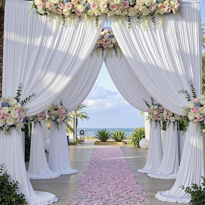 40×14 ft White Wrinkle Free Backdrop Curtain, Soft Silky Polyester Wedding - Image 7