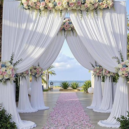 60×14 ft White Wrinkle Free Backdrop Curtain, Soft Silky Polyester Wedding - Image 6