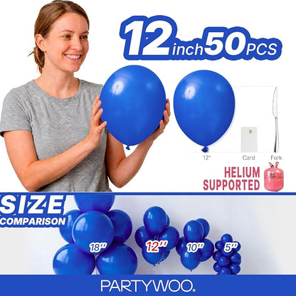 PartyWoo Royal Blue Balloons 50pcs Dark Blue Latex Helium Balloons 12 Inch | - Image 6