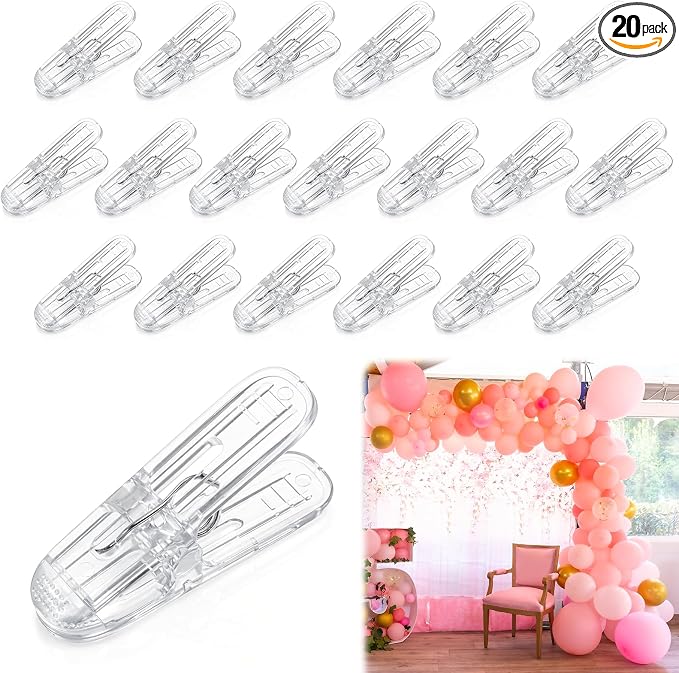 20 Pack Balloon Clips for Balloons Arch, Transparent Balloon Arch Clips for by Unknown