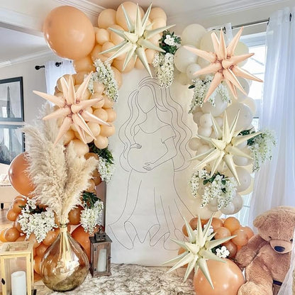 TONIFUL 8 Pcs Cream White Caramel Explosion Foil Star Balloons Party Decor | 22 - Image 4