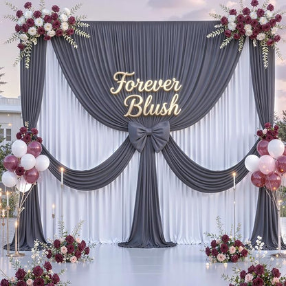 30 ft x 10 ft Wrinkle Free Charcoal Backdrop Curtain - Image 4