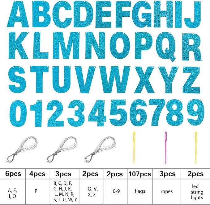 TaoBary 112 Pcs DIY Letter Kit Glitter Customizable Banner Letters Include 107 - Image 2