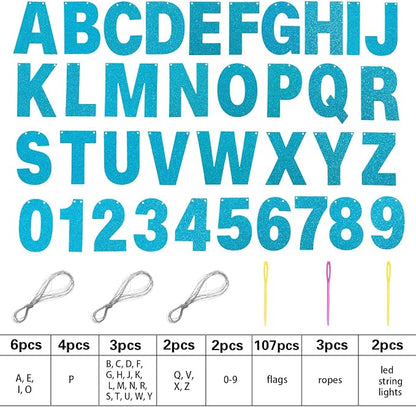 TaoBary 112 Pcs DIY Letter Kit Glitter Customizable Banner Letters Include 107 - Image 2