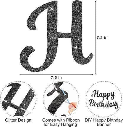Glitter Happy Birthday Banner Sign Birthday Garland Wall Door Banners Flag - Image 5