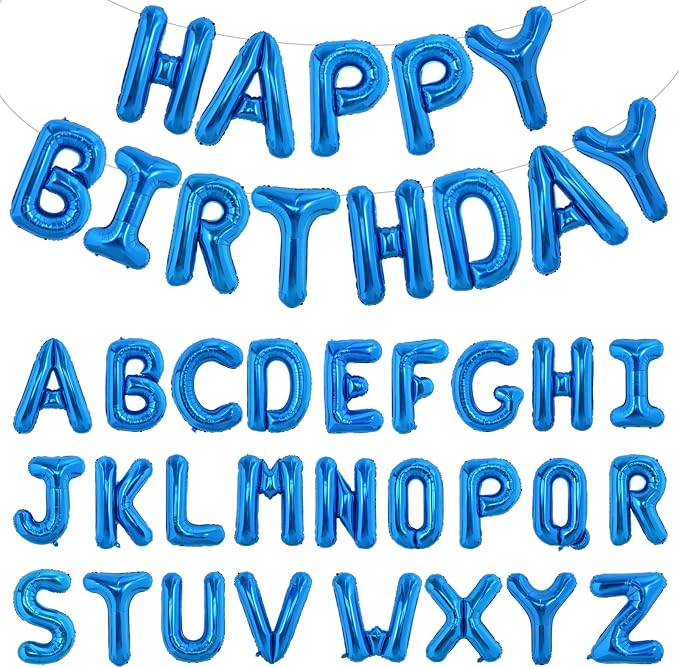 TONIFUL 65 Pcs 16 Inch Navy Blue Happy Birthday Balloons and 2 Sets A-Z Foil by TONIFUL