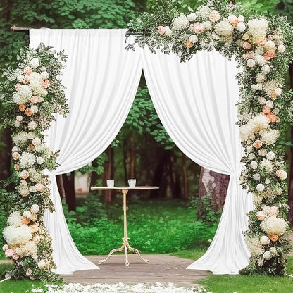 White Backdrop Curtain for Parties Wedding Decor- White Wedding Photography Rod by MEETSKY