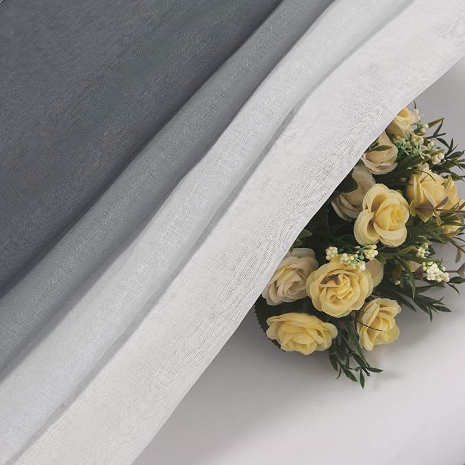 DWCN Grey Ombre Short Sheer Curtains - Image 4