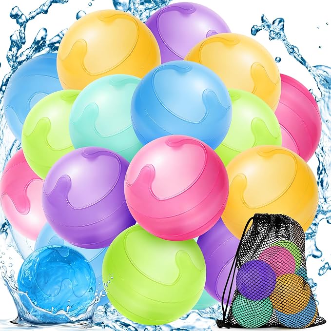 18PCS Reusable Water Balloons No Magnets, 100% Silicone Quick Fill Water Balls by Unknown