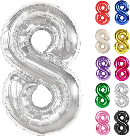 Sliver Number 8 Balloon 40 Inch by IWERP
