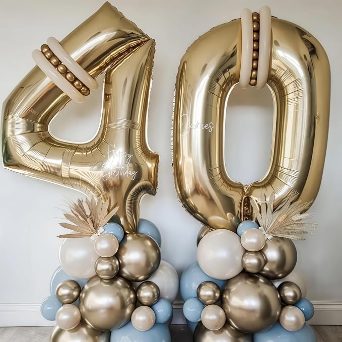 Champagne Gold 16 Balloon Number, 40 Inch Light Gold 16 Balloons Big Foil Mylar - Image 2