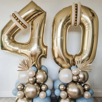 Champagne Gold 20 Balloon Number, 40 Inch Light Gold 20 Balloons Big Foil Mylar - Image 2