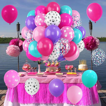 Dog Paw Balloons Set 60 Pcs 12 Inch Pink Purple Blue Balloons Puppy Paw Print - Image 9