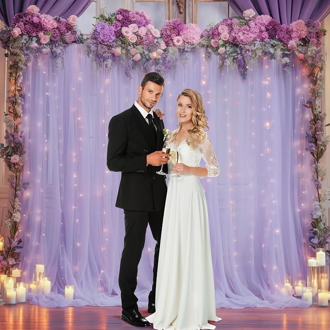 10x8ft Purple Tulle Backdrop Curtain - Image 4