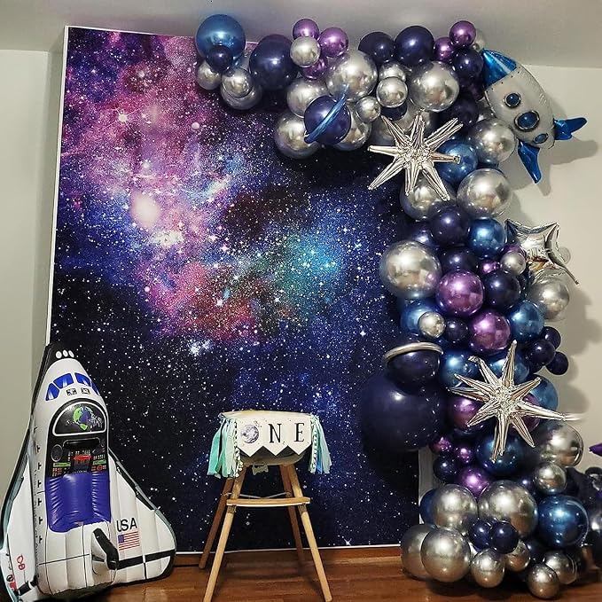 Outer Space Balloons, 12 Inches Galaxy Blue Purple Balloons - Image 6