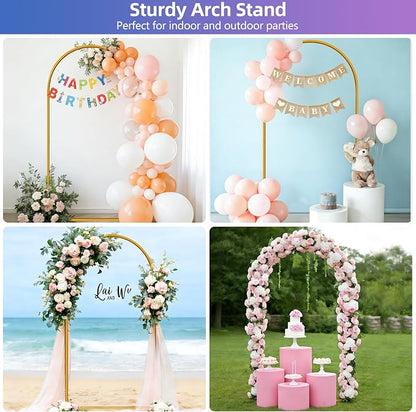 Hemmotop 6.6ft Arch Backdrop Stand Gold | Metal, Ground Stakes - Image 2