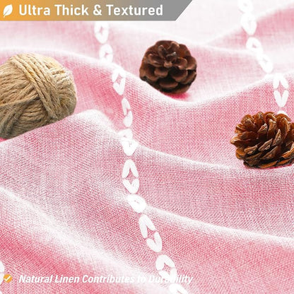 72x96 Extra Long Boho Linen Heavy Duty Shower Curtain Set, Blush Pink | Extra - Image 2