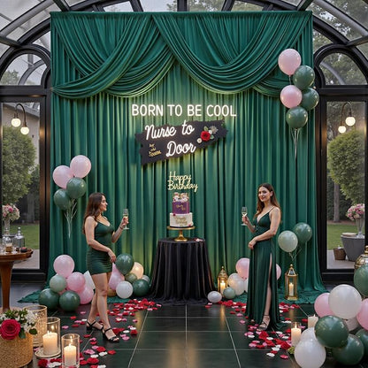 50ft x 15ft Hunter Green Backdrop Curtains - Image 6