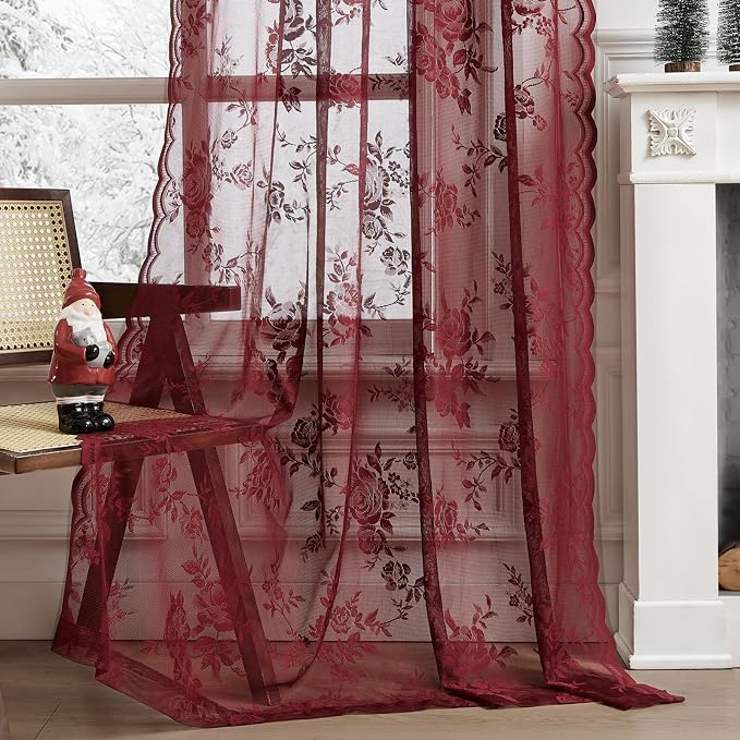 Burgundy Lace Curtains - Image 4
