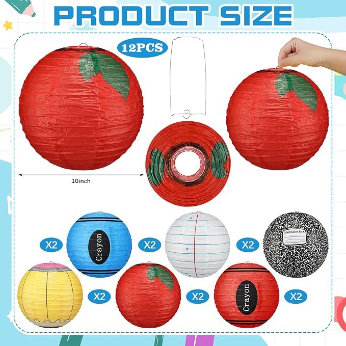 12 Pcs Back to School Classroom Paper Lanterns 10 Inch Classroom Hanging - Image 3
