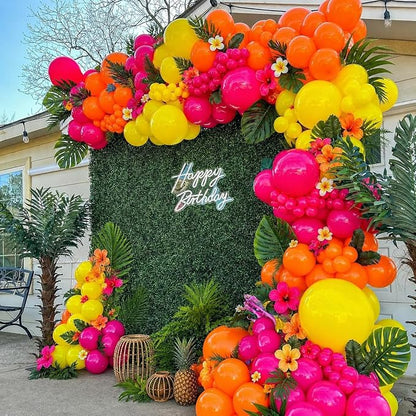 HILAVO Pink Orange Yellow Balloons, 12 Inch Hot Pink Orange Yellow and Gold - Image 3