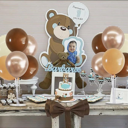 TONIFUL 4 Brown Champagne Gold Balloon Stand Balloon Centerpiece - Image 4