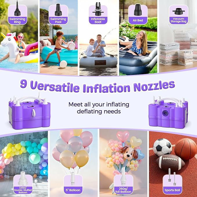 Keaibuding Electric Balloon Pump, 4-in-1 Triple Nozzles - Image 5