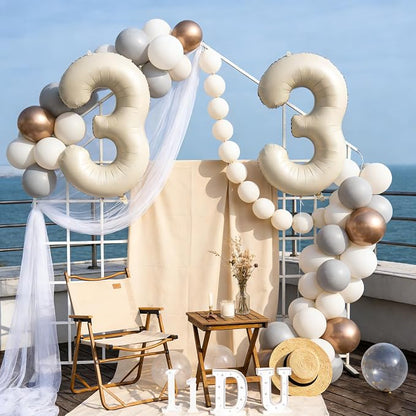 40 In Cream white Number Balloons Helium Foil Mylar Balloon Digital 36 | - Image 5
