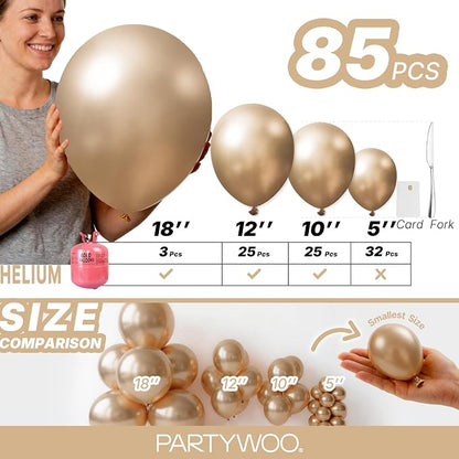 PartyWoo Metallic Gold Balloons 85pcs Chrome Gold Color 18 12 10 5 Inch | 18 12 - Image 6