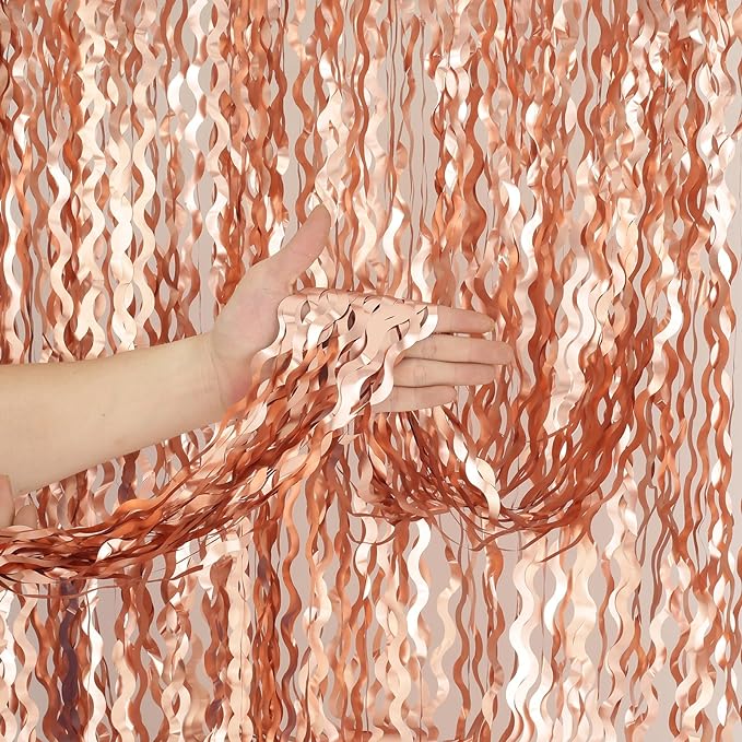 4 Pack Rose Gold Foil Curtain Birthday Decorations by KEEUH